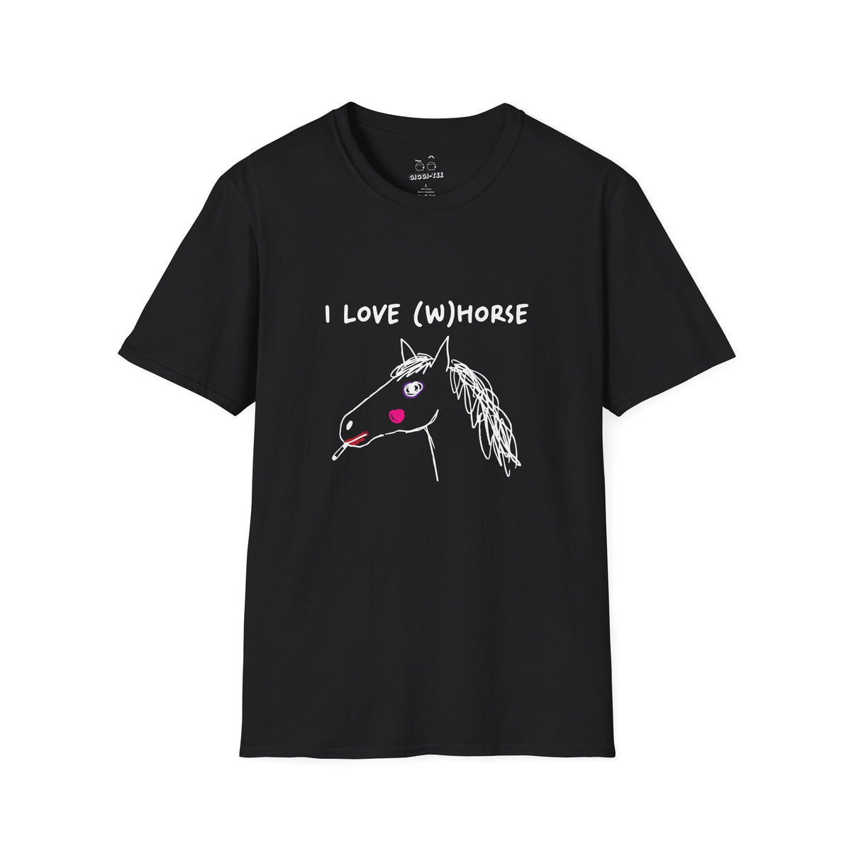 I Love (W)Horse funny hand-drawn horse smoking cigarette with makeup shirt