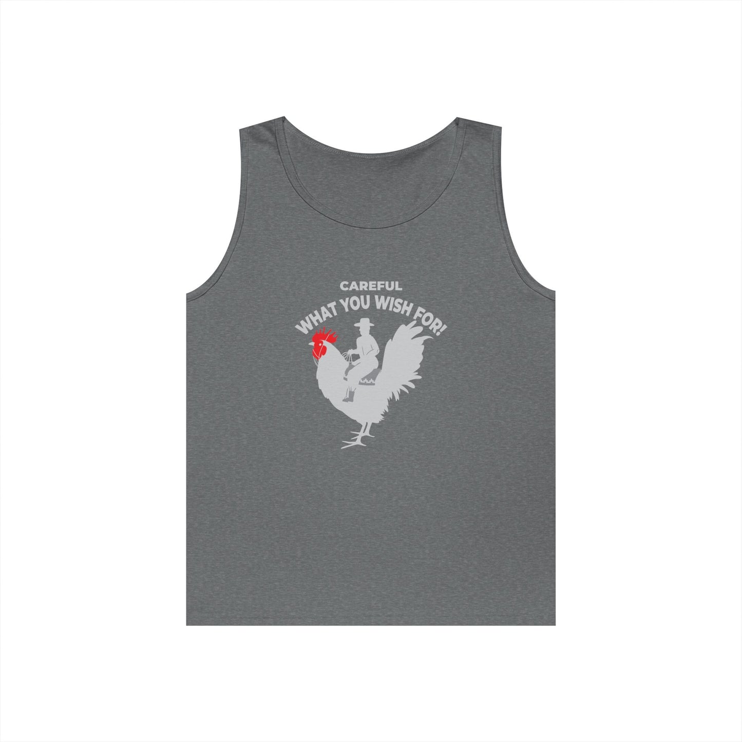 man riding giant rooster genie wish gone wrong funny big cock tank top design
