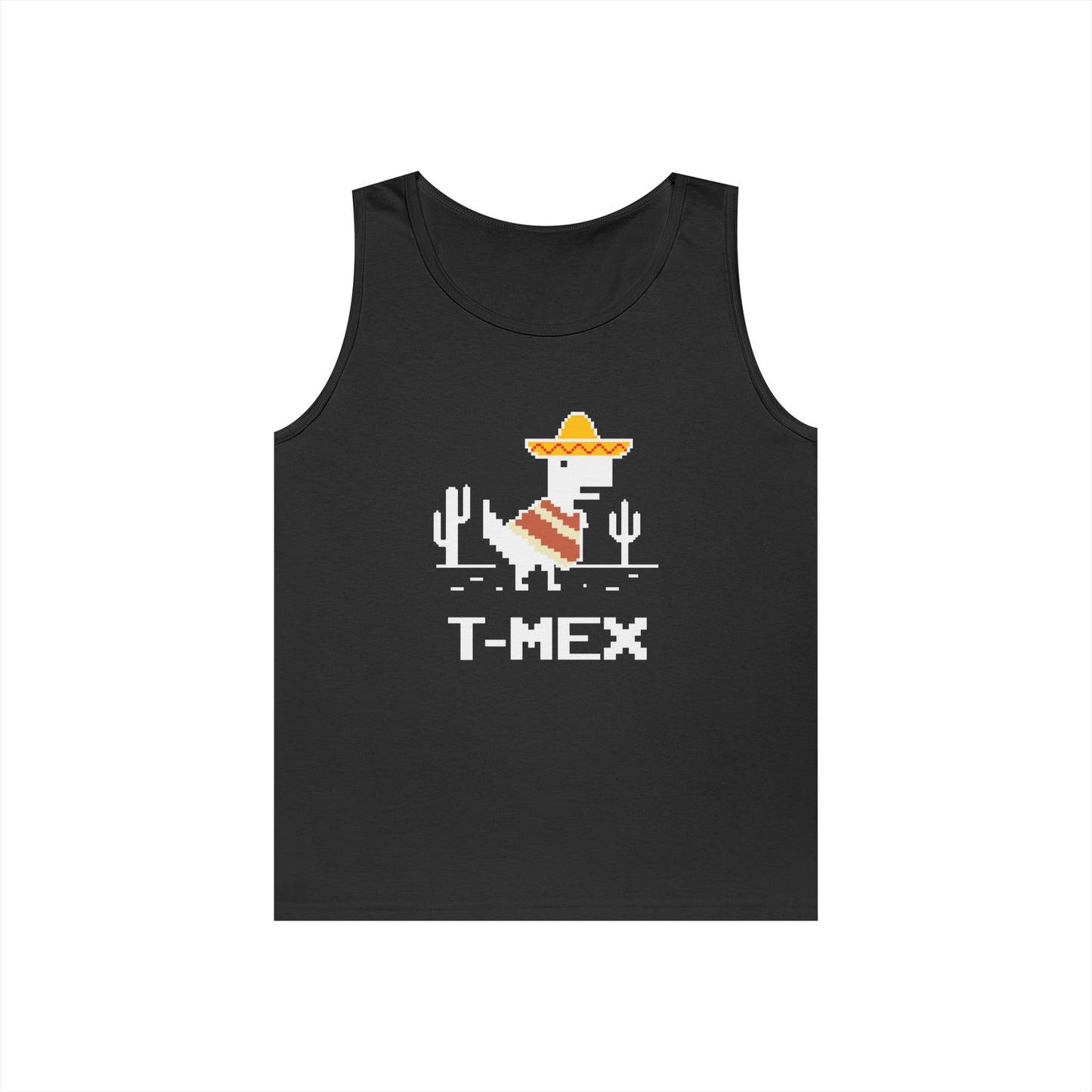T-Mex Mexican T-Rex in sombrero and poncho 8-bit pixel art tank top