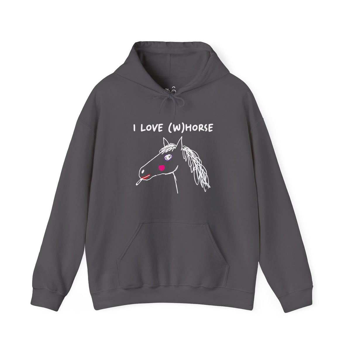I Love (W)Horse funny smoking horse with makeup hand-drawn style hoodie