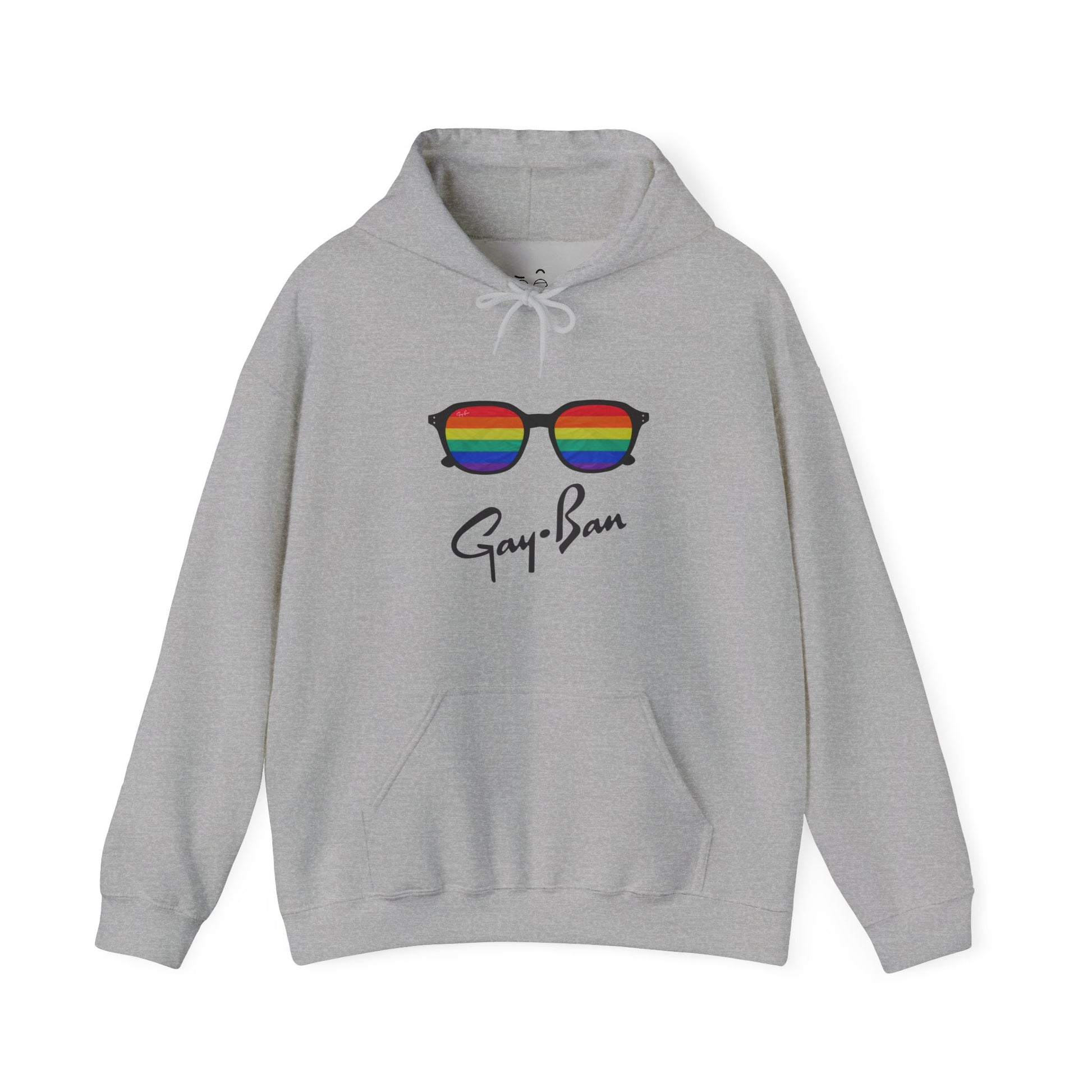 Parody sunglasses design with rainbow-colored lenses inspired by retro eyewear culture