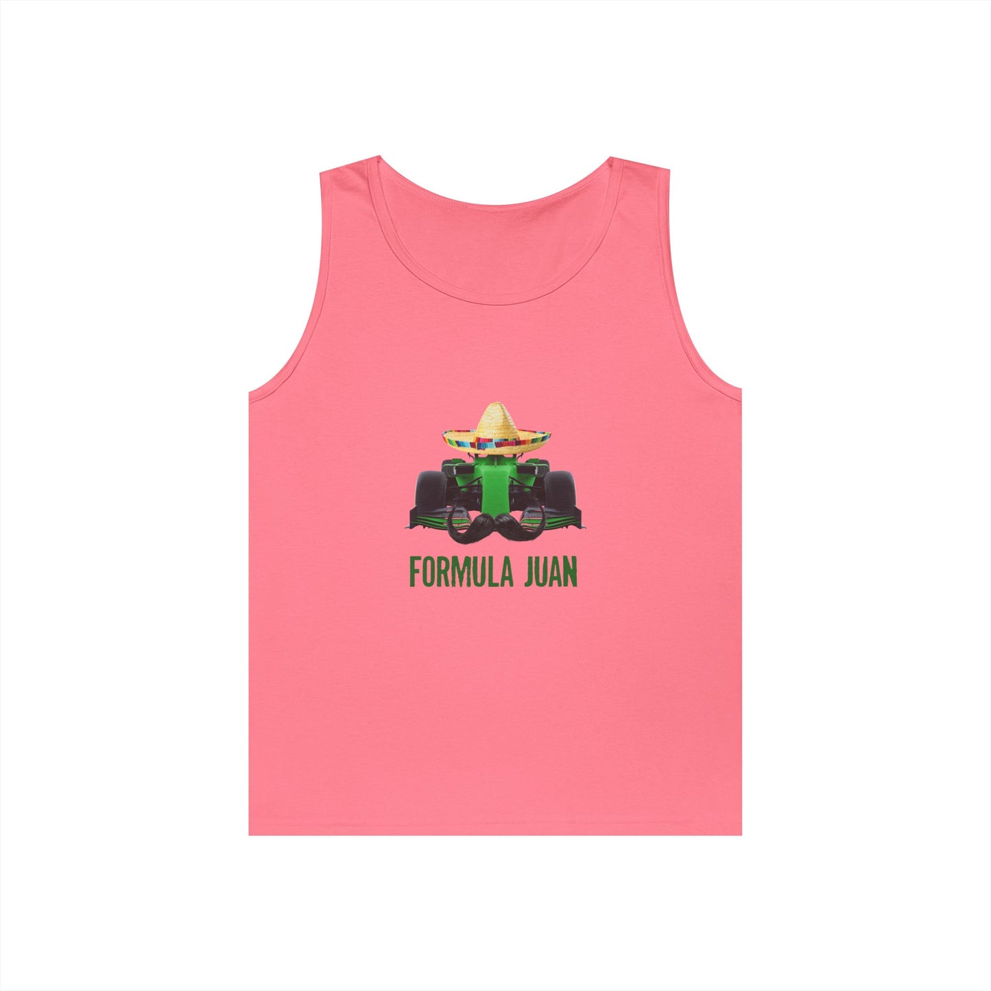 funny formula one car sombrero mustache Cinco de Mayo tank top Formula Juan