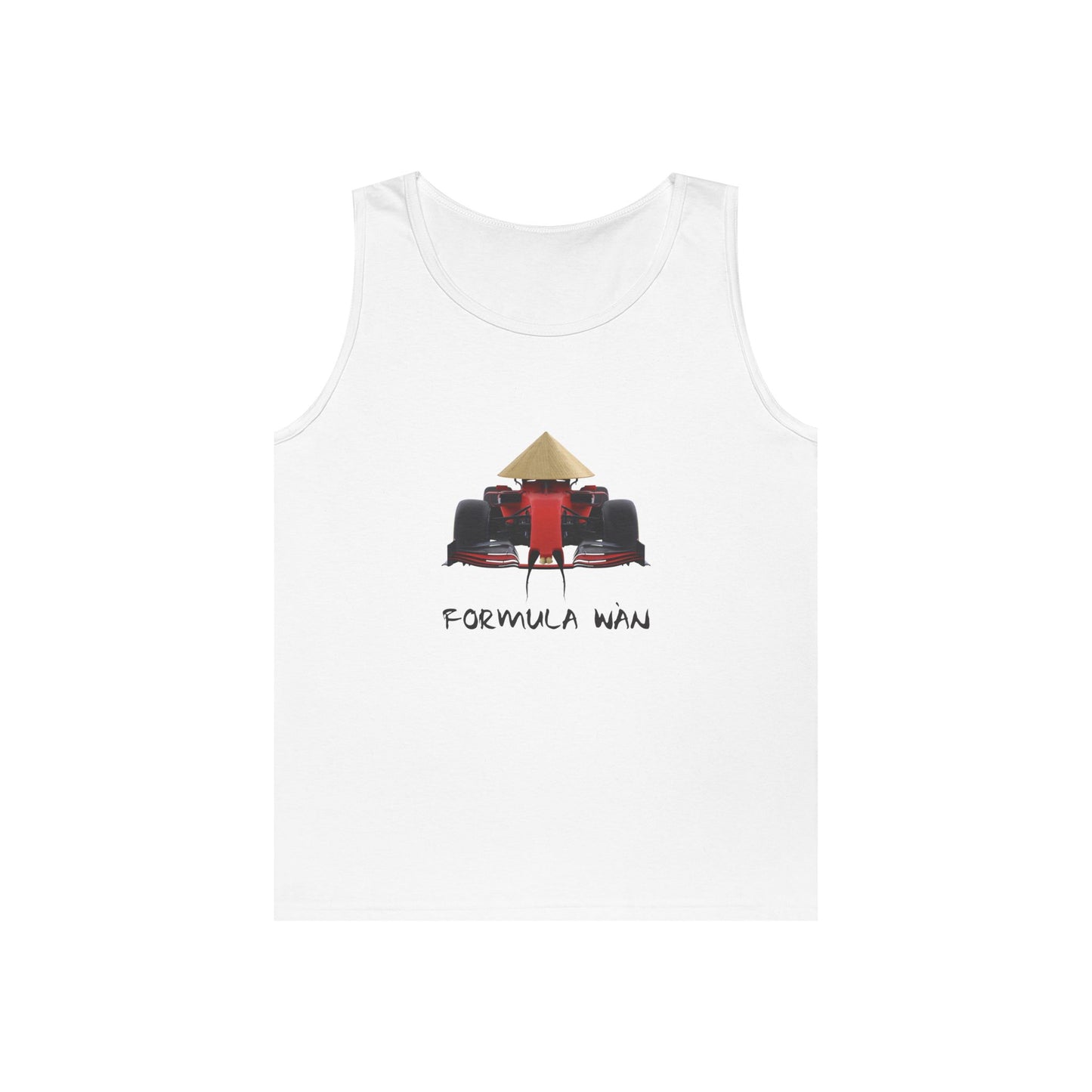 funny Asian race car parody rice hat buck teeth formula wan tank top design