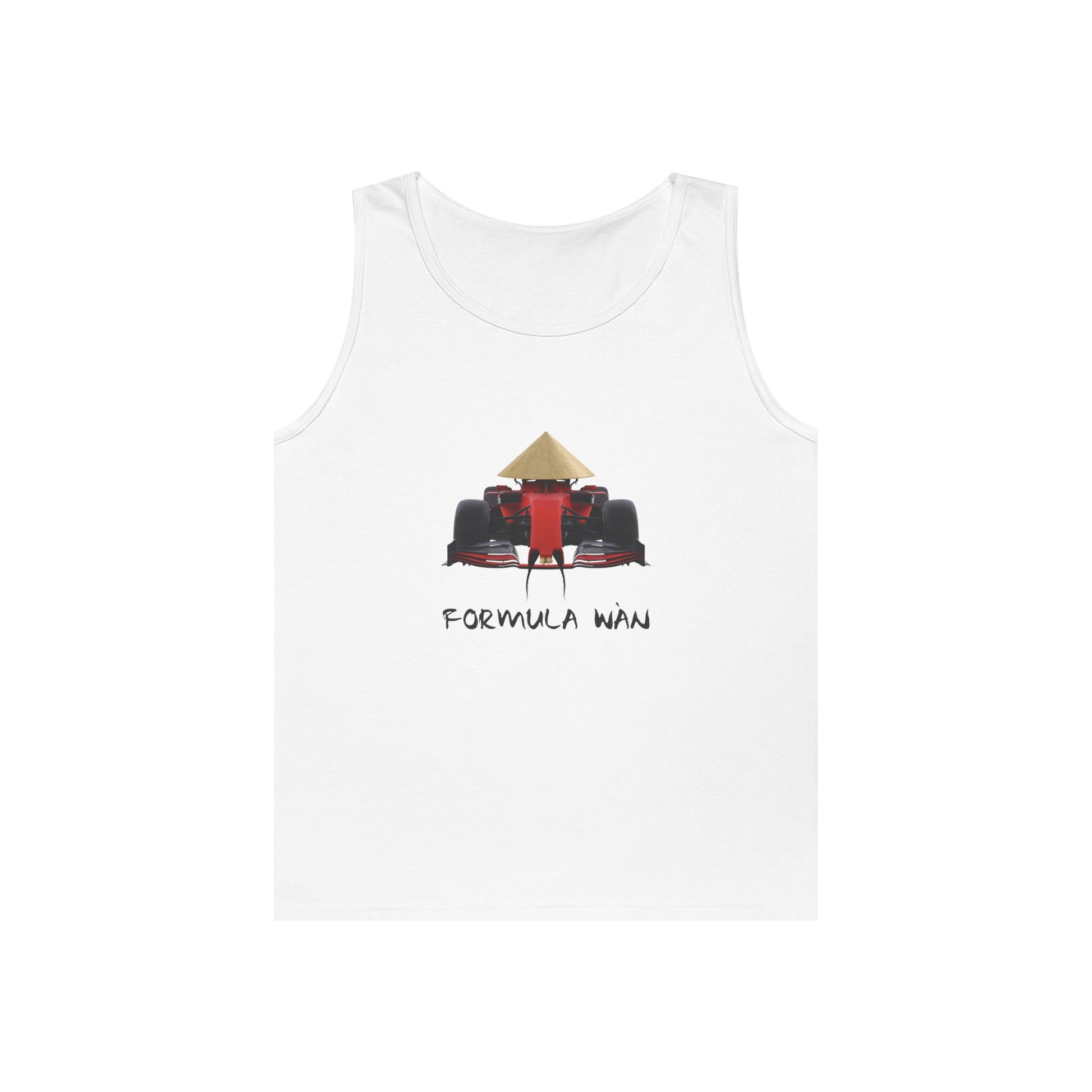 funny Asian race car parody rice hat buck teeth formula wan tank top design