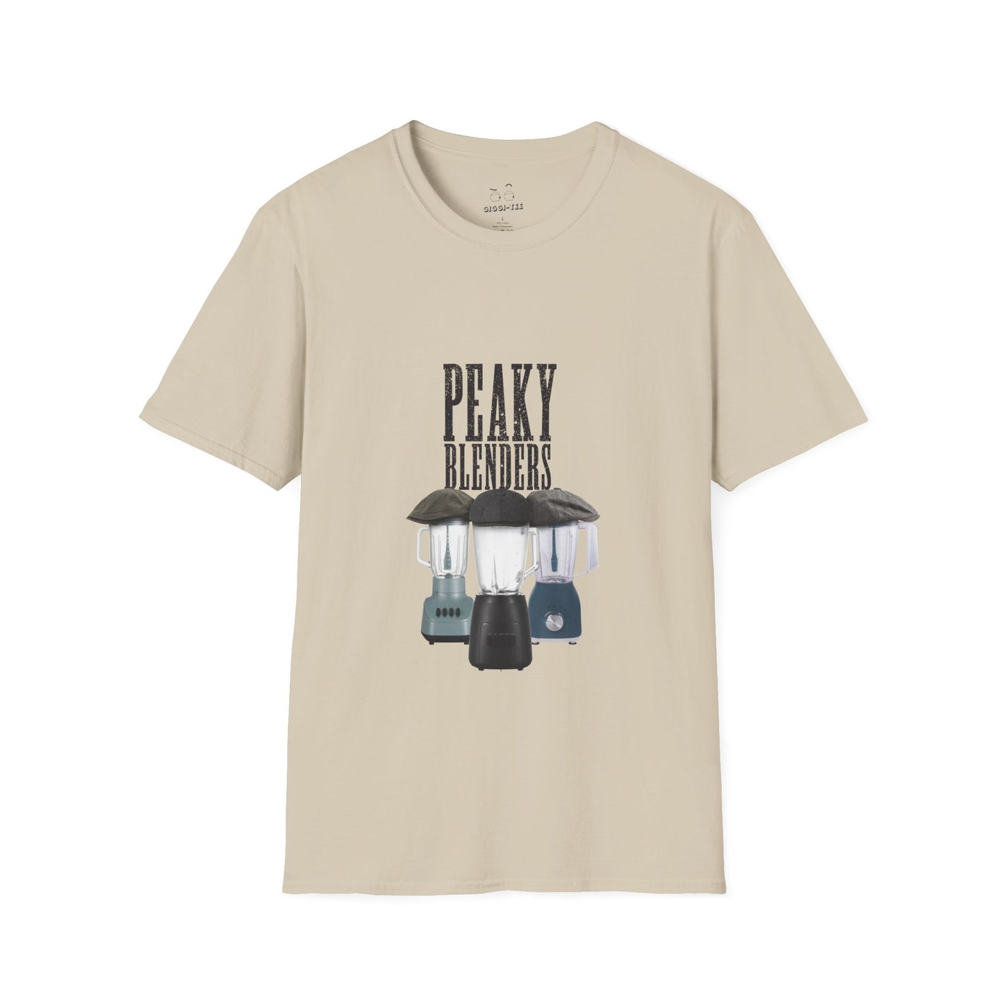 Three blenders wearing flat caps styled as gangster characters in a humorous Peaky Blinders parody design with vintage crime drama aesthetic.