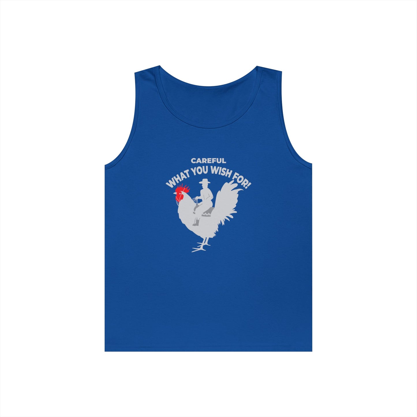man riding giant rooster genie wish gone wrong funny big cock tank top design