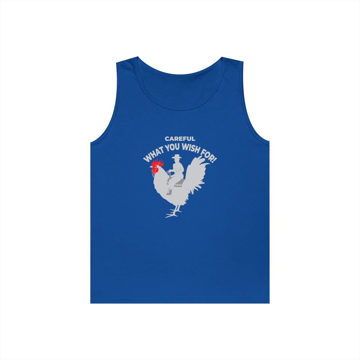 man riding giant rooster genie wish gone wrong funny big cock tank top design