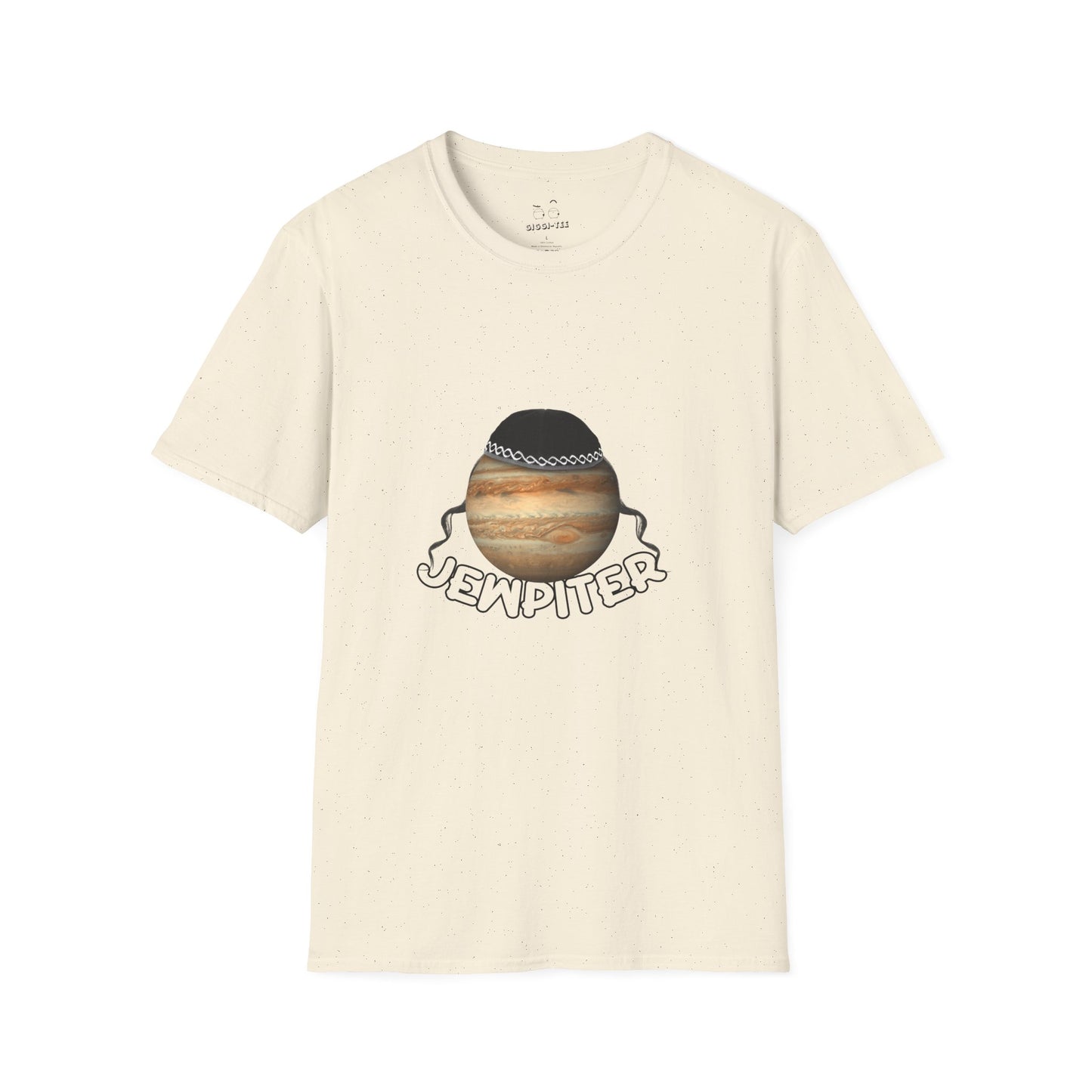Funny parody of Jupiter with traditional headwear and curls — space-themed pun shirt with cultural twist
