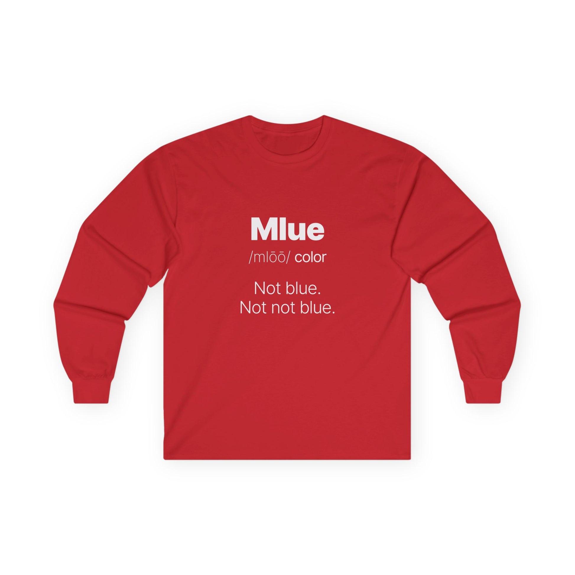 Viral meme shirt inspired by the kid who said "Mlue" as a color — funny internet moment parody t-shirt featuring confident kid logic
