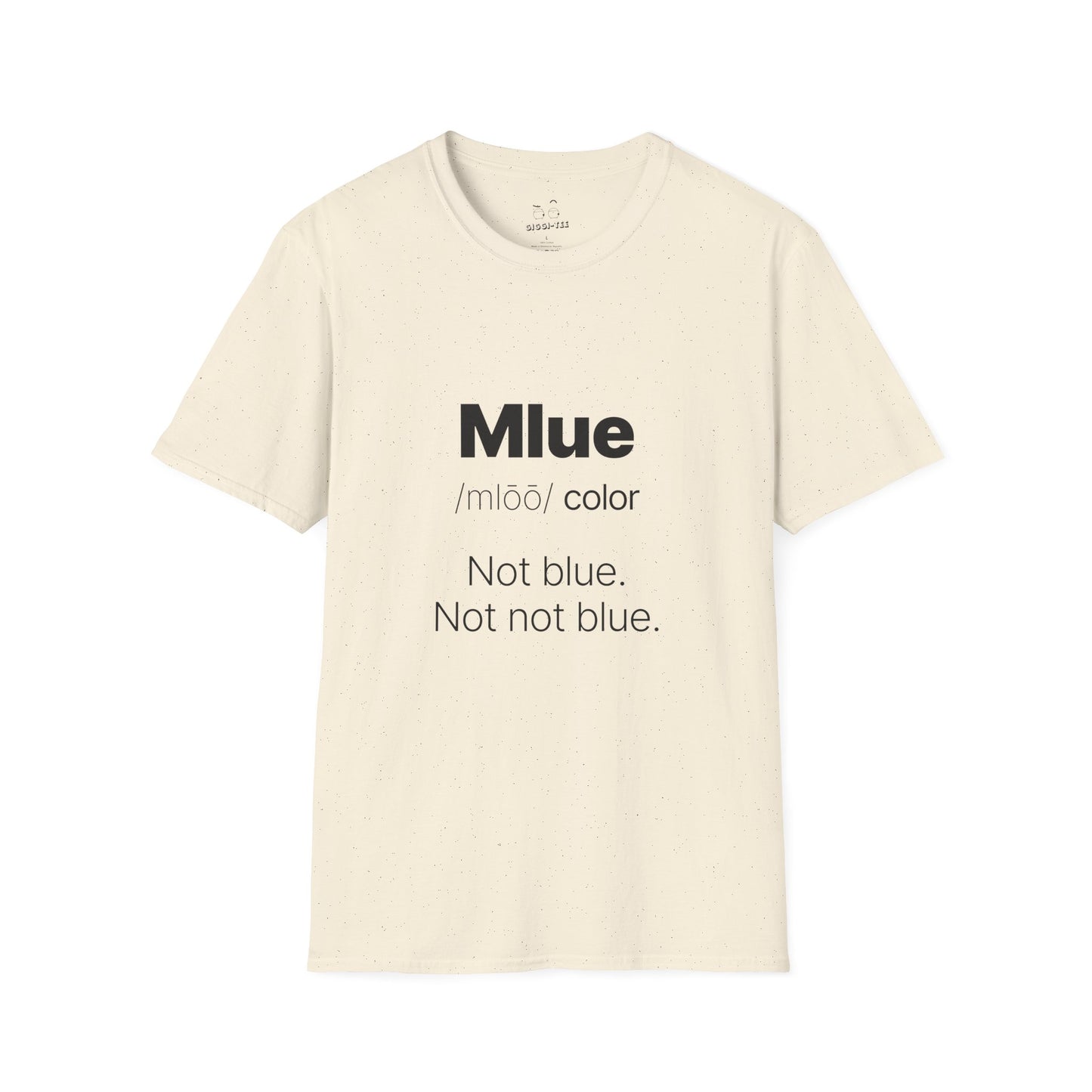 Viral meme shirt inspired by the kid who said "Mlue" as a color — funny internet moment parody t-shirt featuring confident kid logic