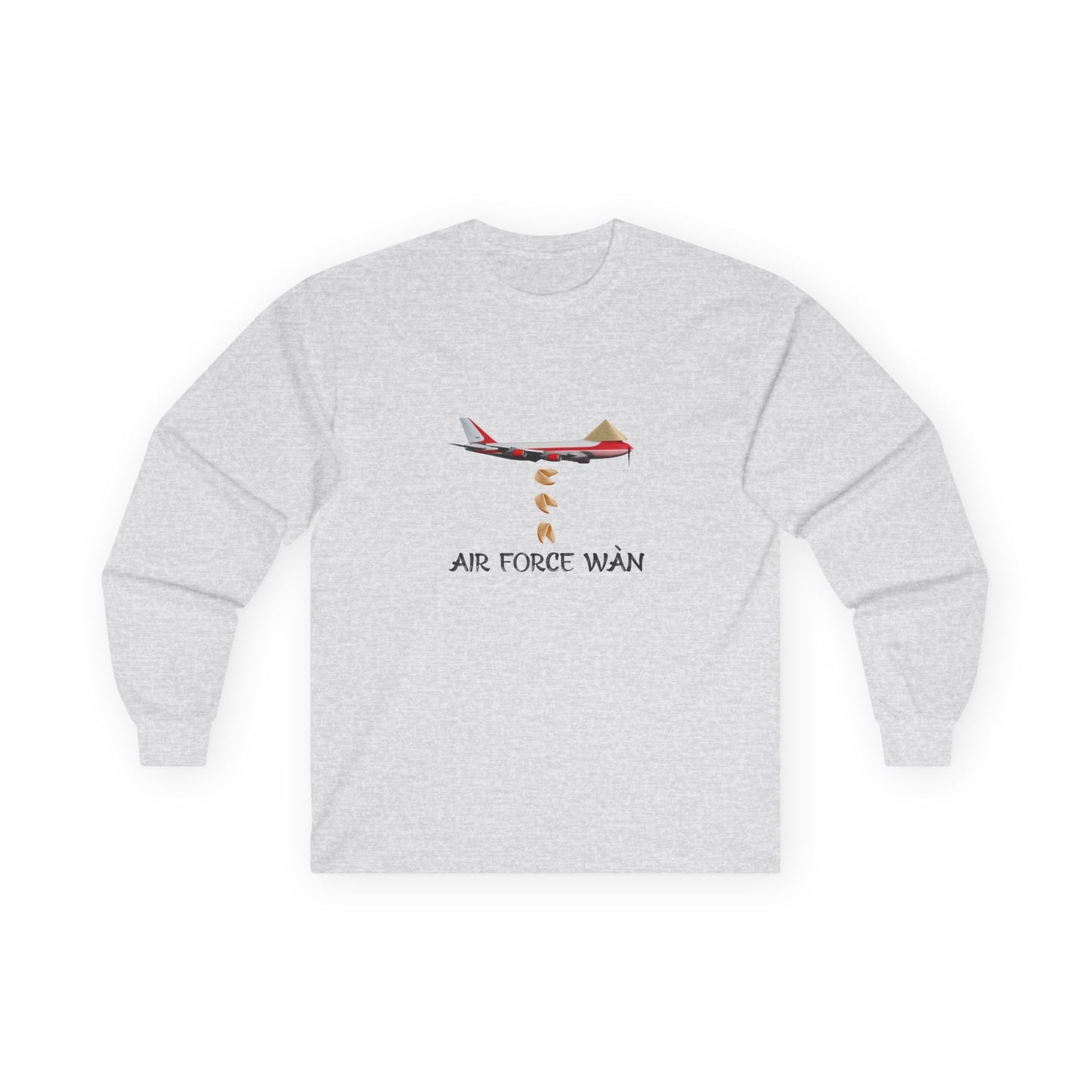 Chinese inspired air force one the presidential plane now with a rice hat, mustached dropping fortune cookies like there's no tomorrow long sleeve shirt