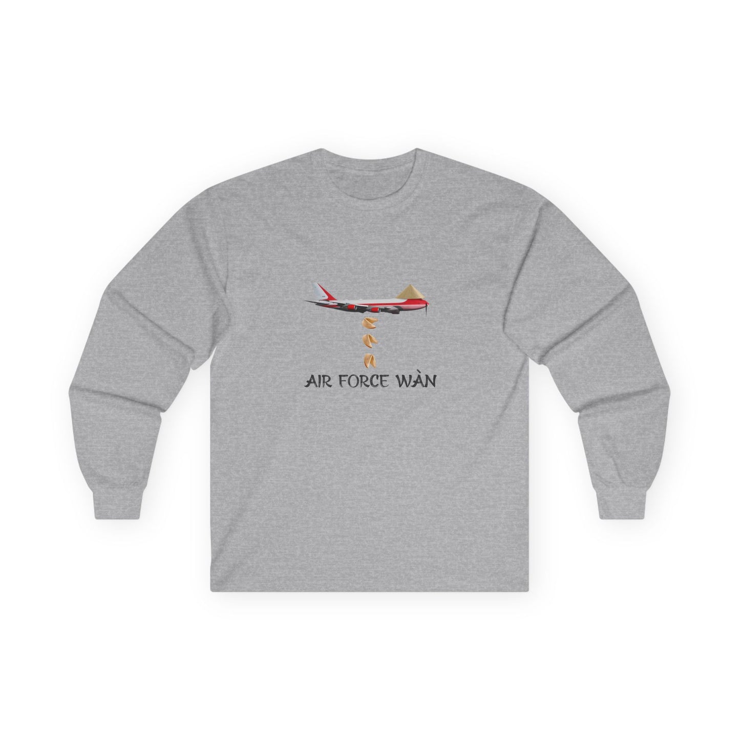 Chinese inspired air force one the presidential plane now with a rice hat, mustached dropping fortune cookies like there's no tomorrow long sleeve shirt
