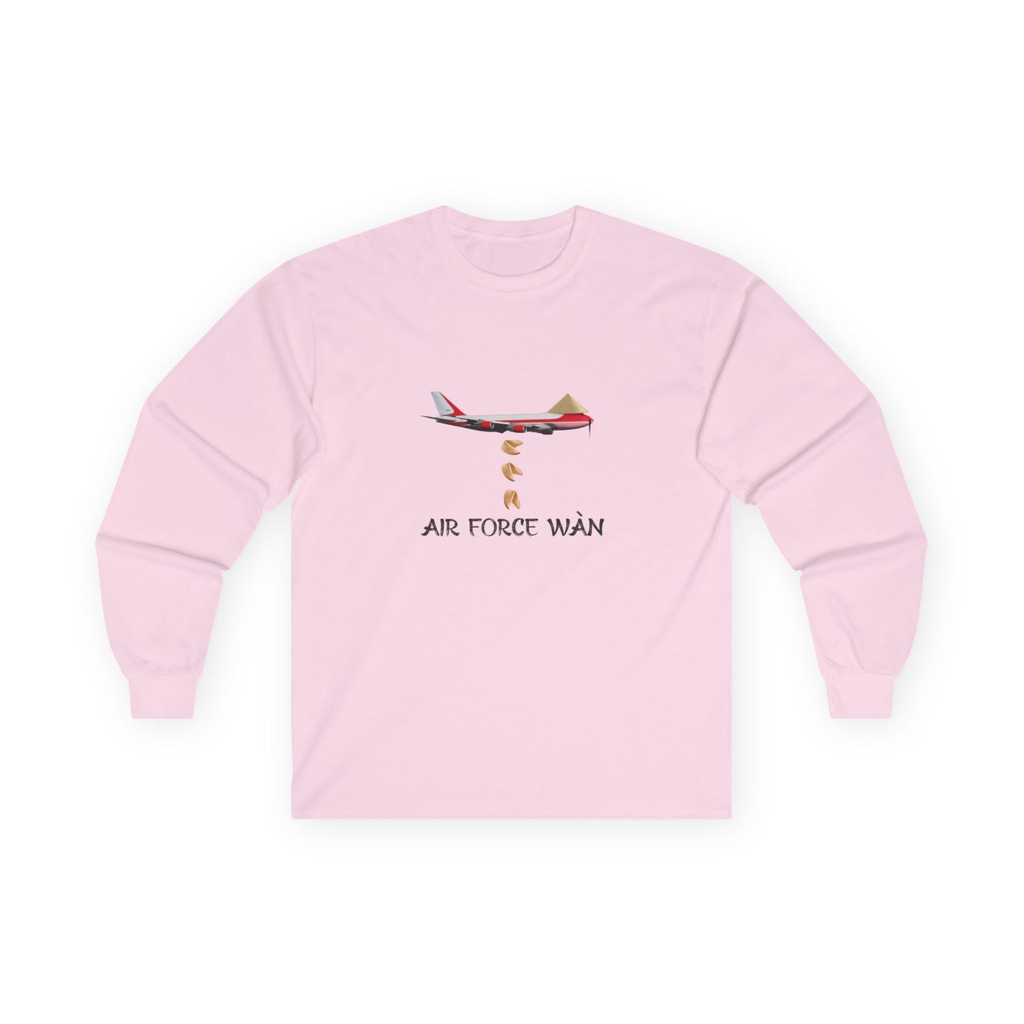 Chinese inspired air force one the presidential plane now with a rice hat, mustached dropping fortune cookies like there's no tomorrow long sleeve shirt