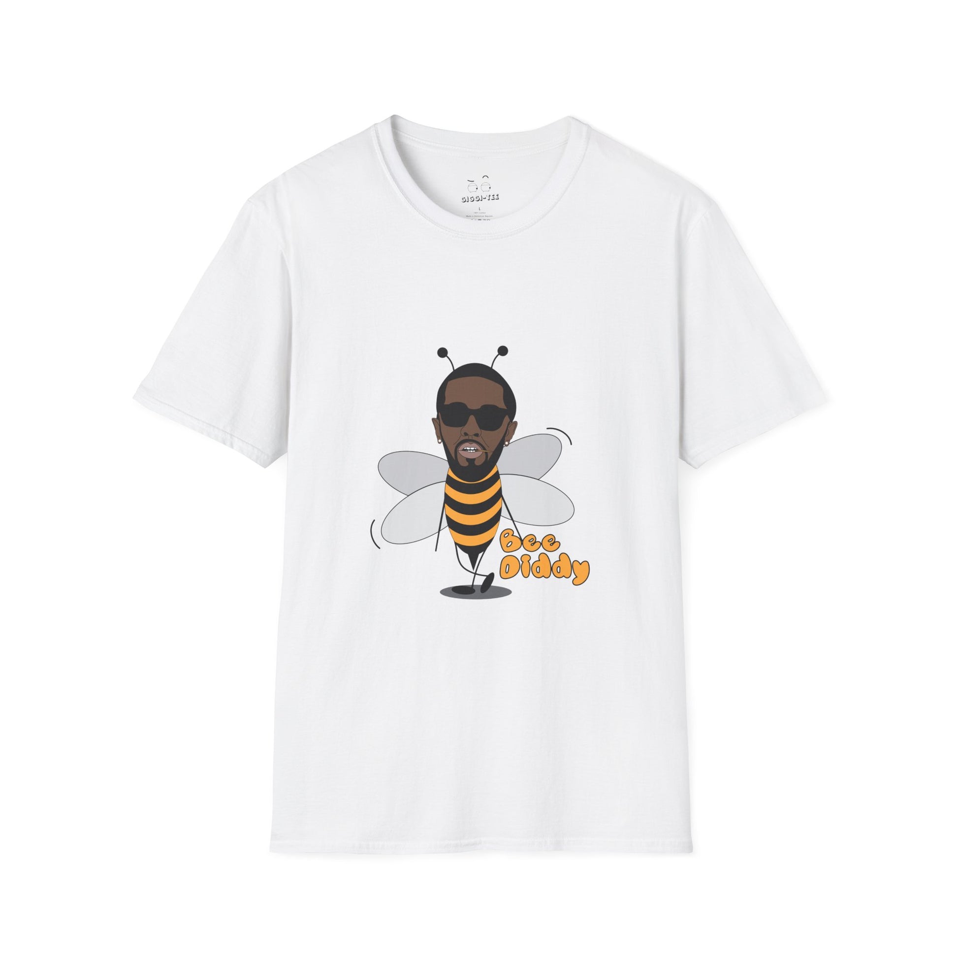 Funny parody of rapper P. Diddy illustrated as a bee, playful pun design on a t-shirt.