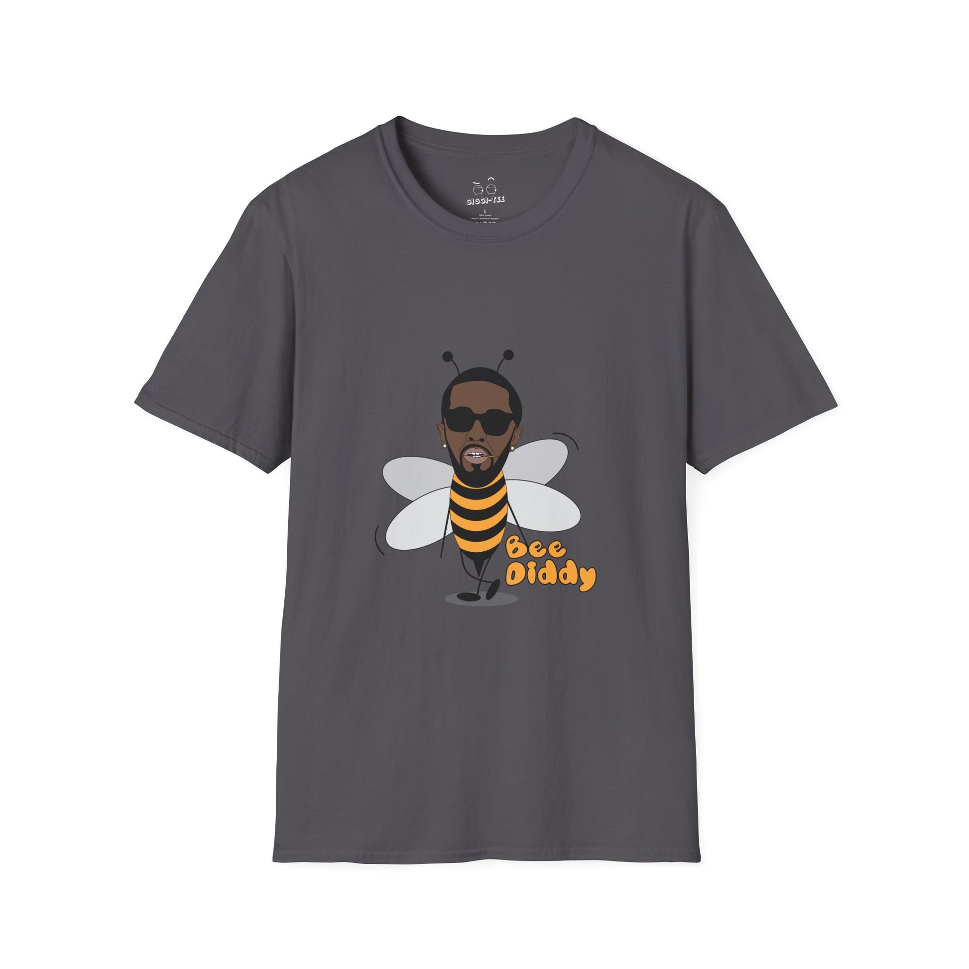 Funny parody of rapper P. Diddy illustrated as a bee, playful pun design on a t-shirt.