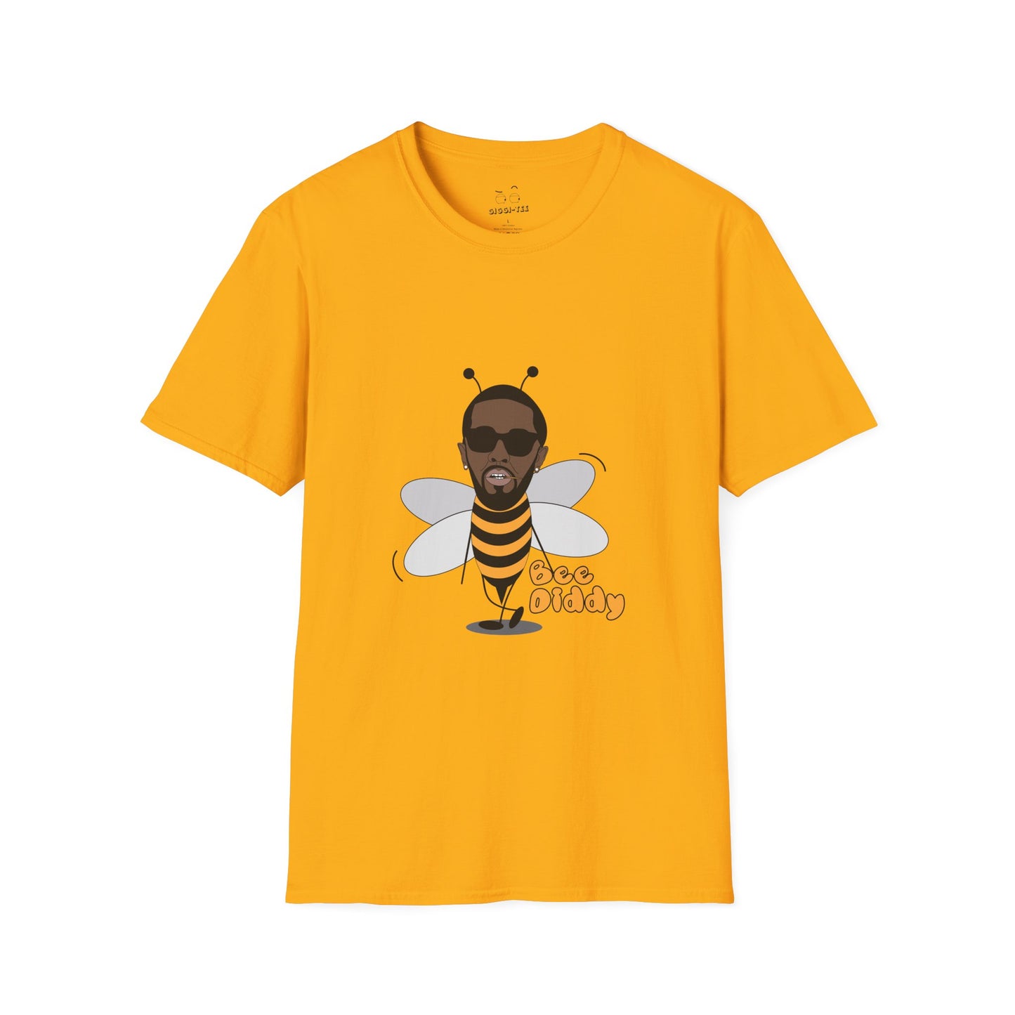 Funny parody of rapper P. Diddy illustrated as a bee, playful pun design on a t-shirt.