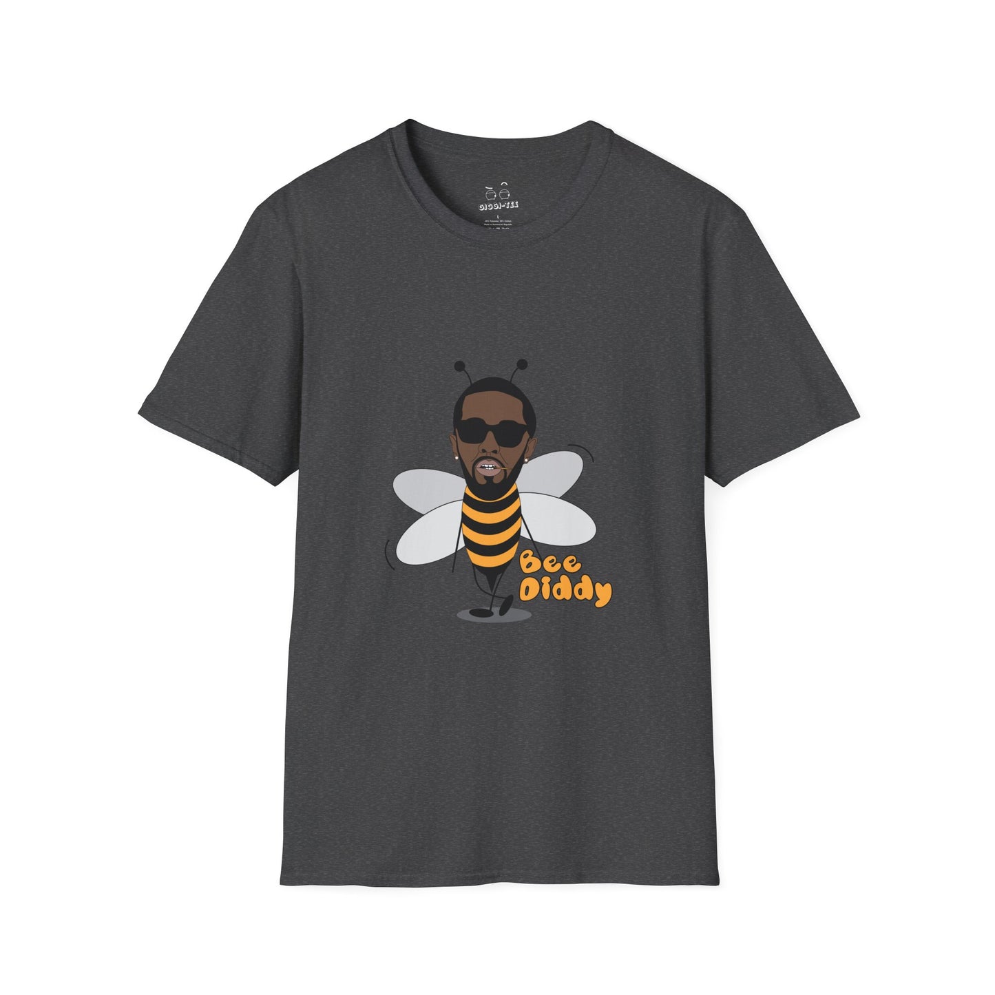 Funny parody of rapper P. Diddy illustrated as a bee, playful pun design on a t-shirt.
