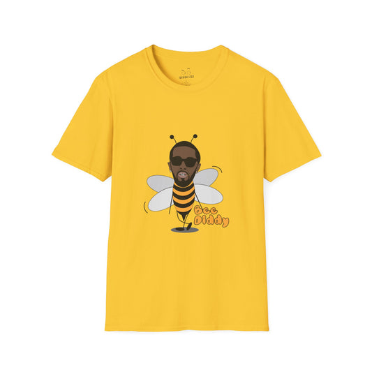 Funny parody of rapper P. Diddy illustrated as a bee, playful pun design on a t-shirt.