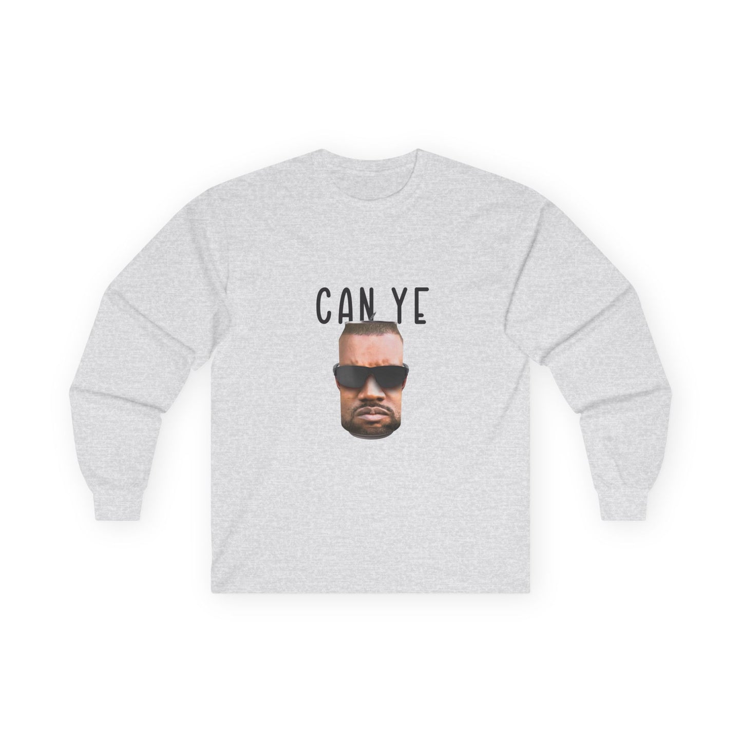 Realistic parody image of Kanye West’s face printed on a shiny tin can, a clever visual pun on “Can Ye,” blending hip-hop and humor.