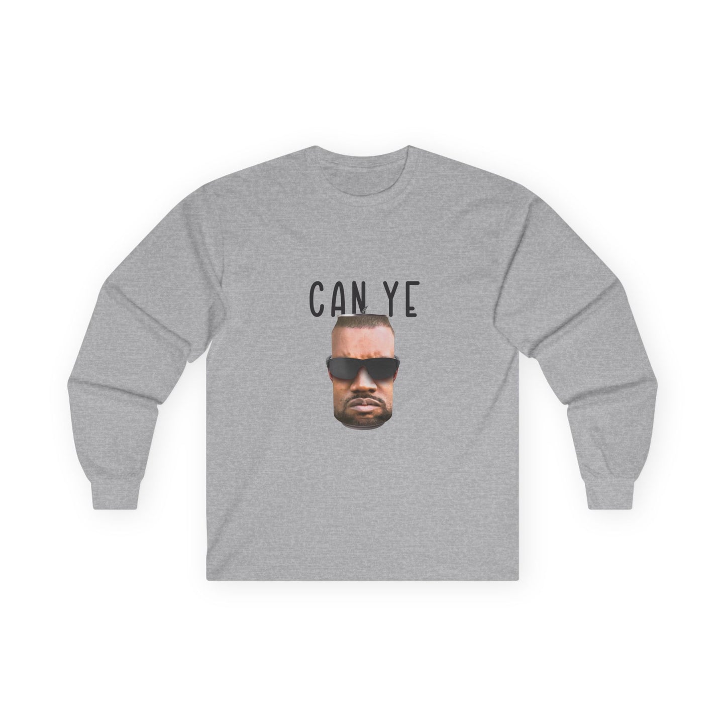 Realistic parody image of Kanye West’s face printed on a shiny tin can, a clever visual pun on “Can Ye,” blending hip-hop and humor.