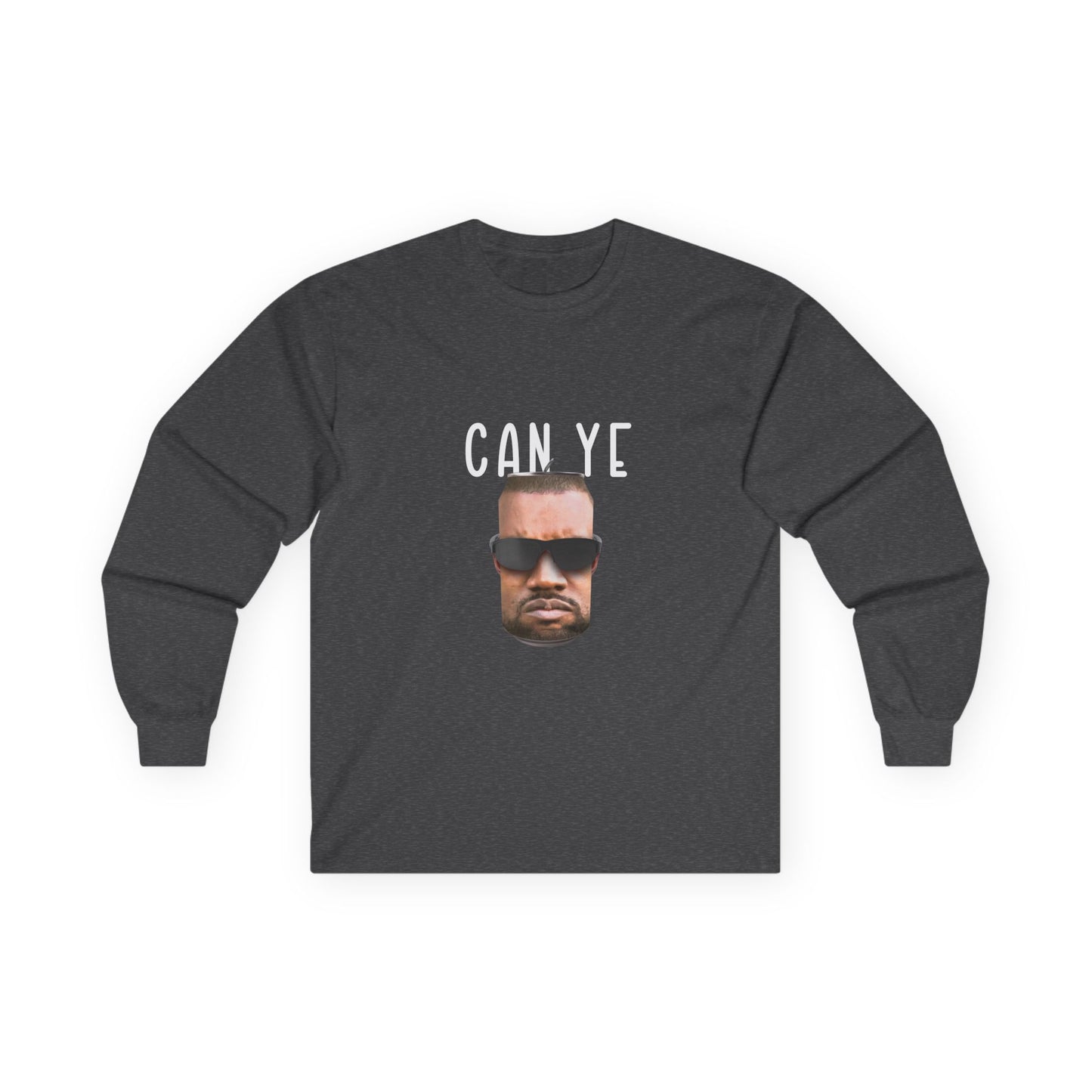 Realistic parody image of Kanye West’s face printed on a shiny tin can, a clever visual pun on “Can Ye,” blending hip-hop and humor.