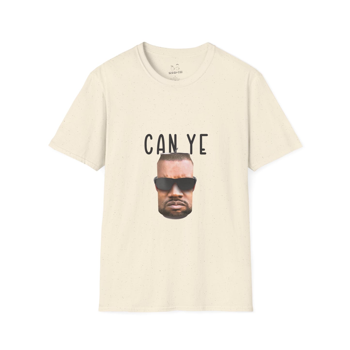 Realistic parody image of Kanye West’s face printed on a shiny tin can, a clever visual pun on “Can Ye,” blending hip-hop and humor.