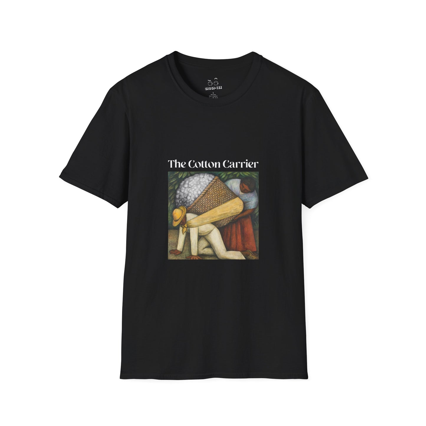 The Cotton Carrier shirt featuring a parody of The Flower Carrier painting with cotton in the basket