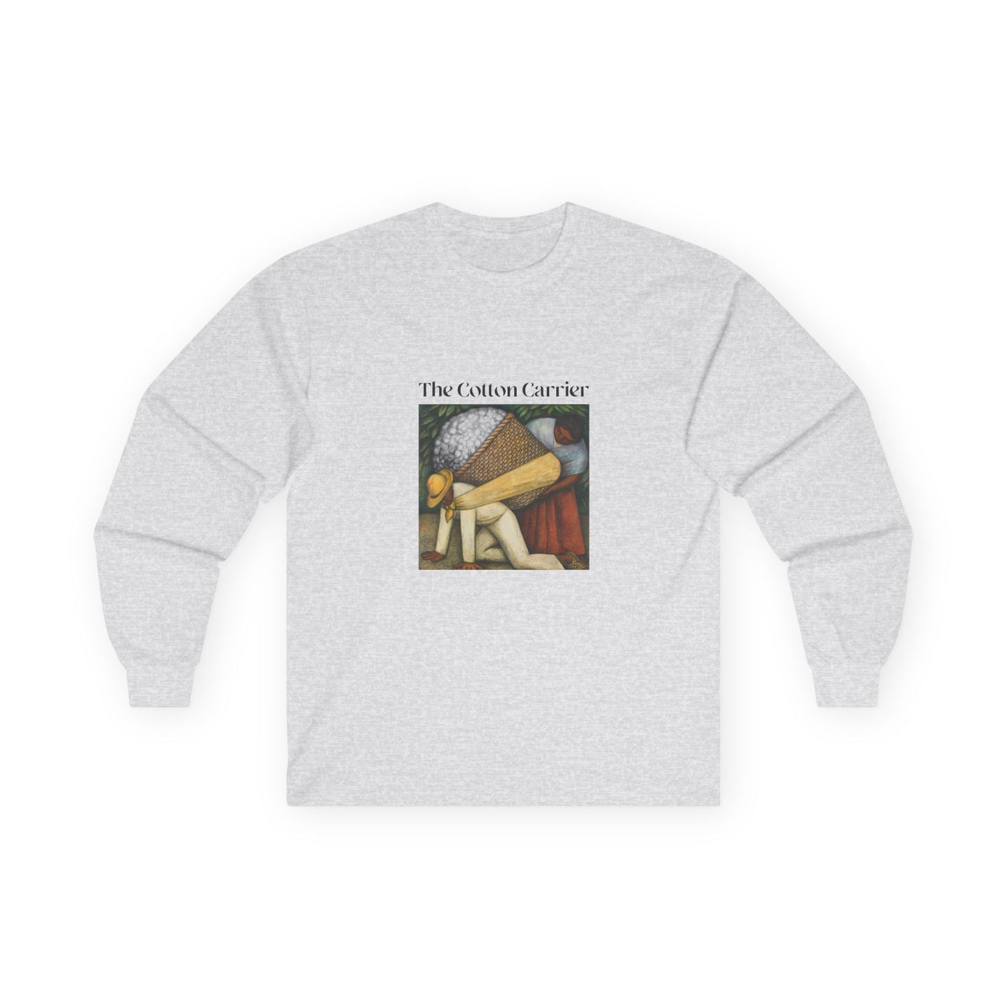 The Cotton Carrier shirt featuring a parody of The Flower Carrier painting with cotton in the basket