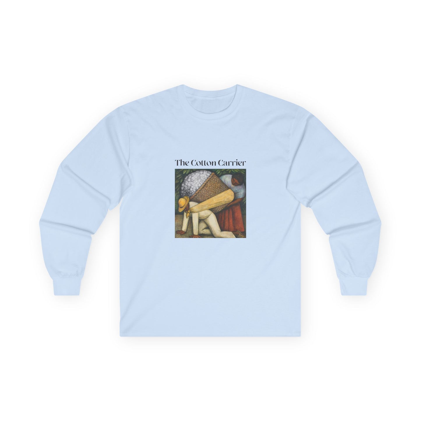The Cotton Carrier shirt featuring a parody of The Flower Carrier painting with cotton in the basket