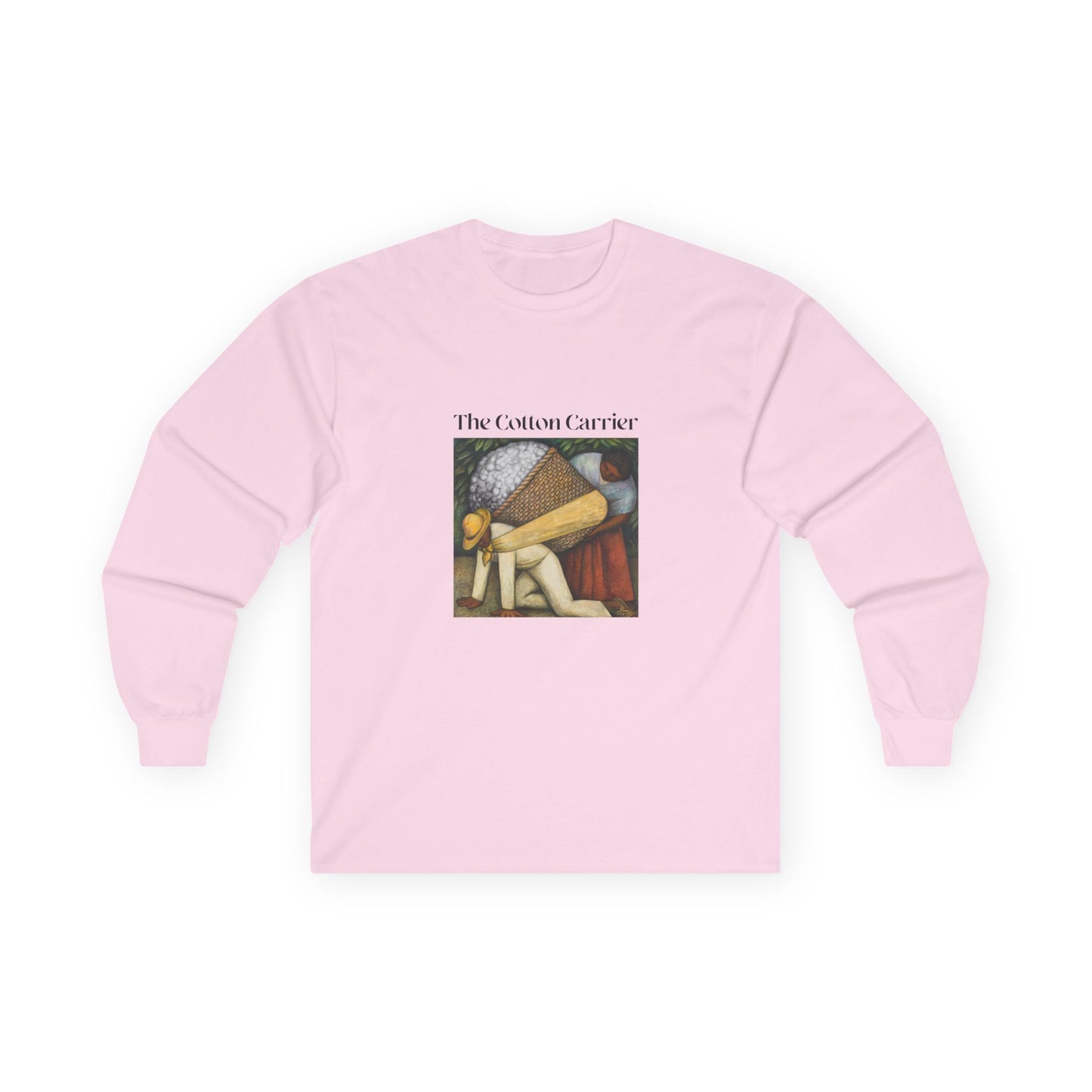 The Cotton Carrier shirt featuring a parody of The Flower Carrier painting with cotton in the basket