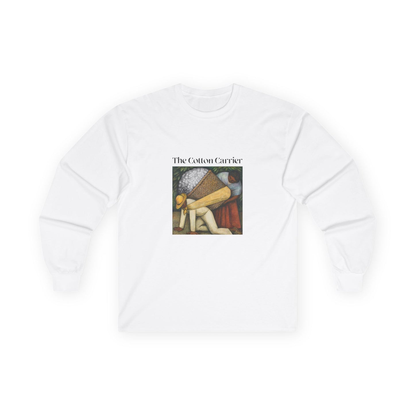 The Cotton Carrier shirt featuring a parody of The Flower Carrier painting with cotton in the basket