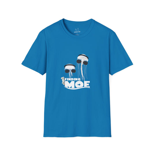 Finding Moe t-shirt parody of Finding Nemo with two jellyfish, one in agal and one in sunglasses, Gulf culture humor shirt.