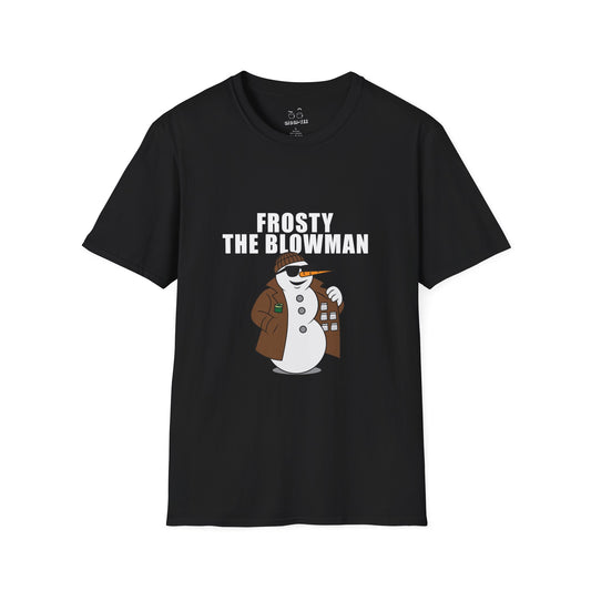Frosty the Blowman shirt, funny snowman parody, edgy holiday shirt, cheeky Christmas shirt, gift, cartoon parody tee, winter street-style snowman
