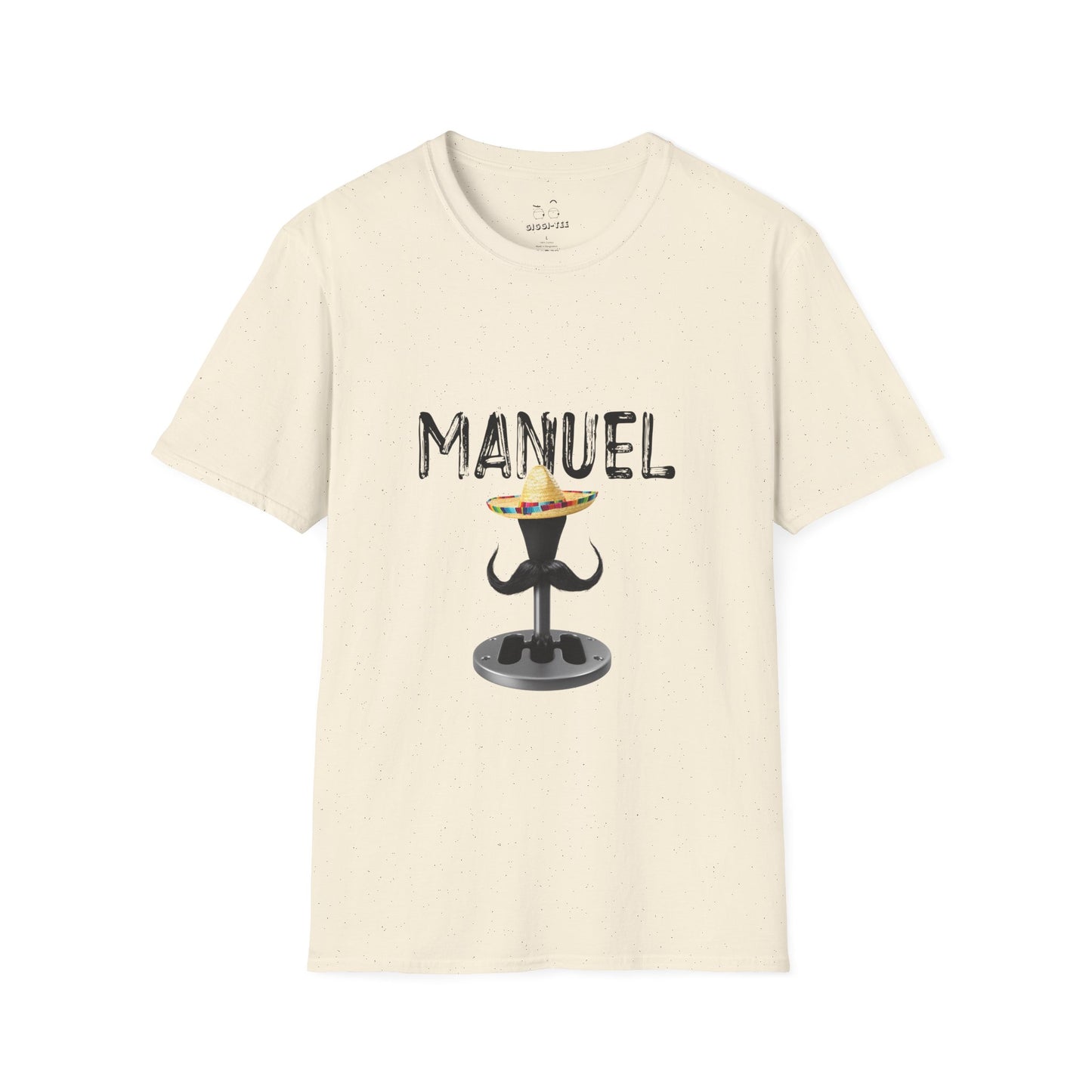 A manual transmission wearing a sombrero with a large Mexican mustache, cartoon-style automotive humor