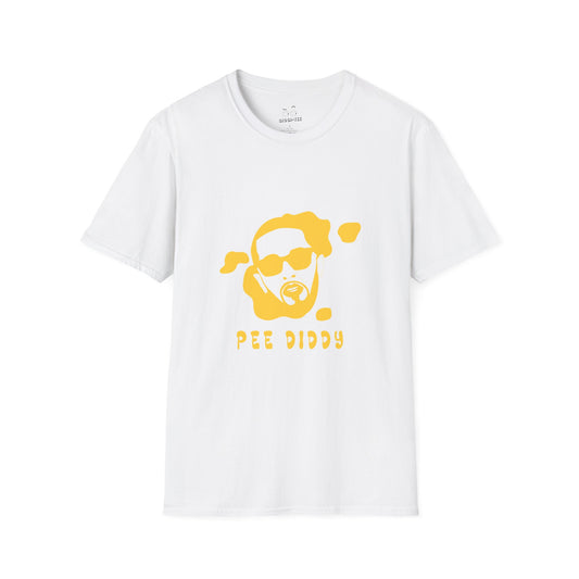 Parody design of rapper P. Diddy reimagined as a yellow pee stain, humorous visual pun.
