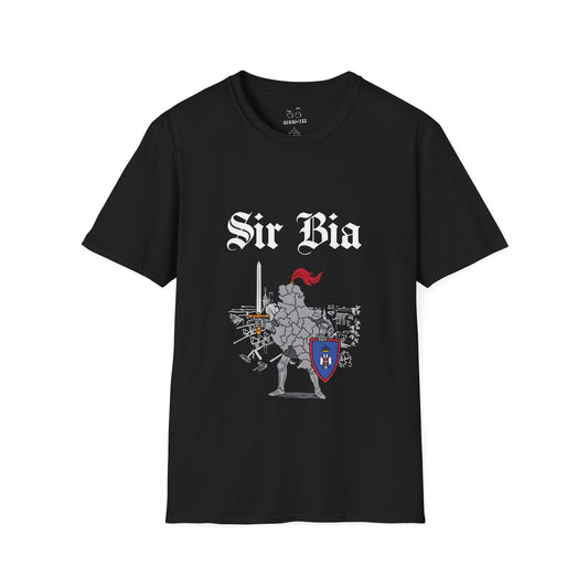 Illustration of Serbia shaped as a knight in shining armor holding a sword and shield.