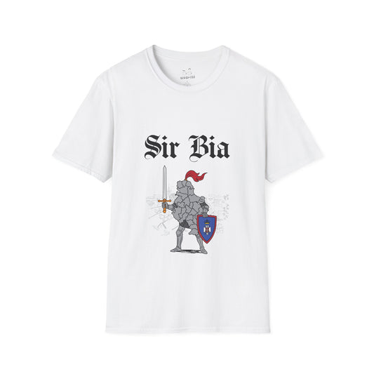 Illustration of Serbia shaped as a knight in shining armor holding a sword and shield.