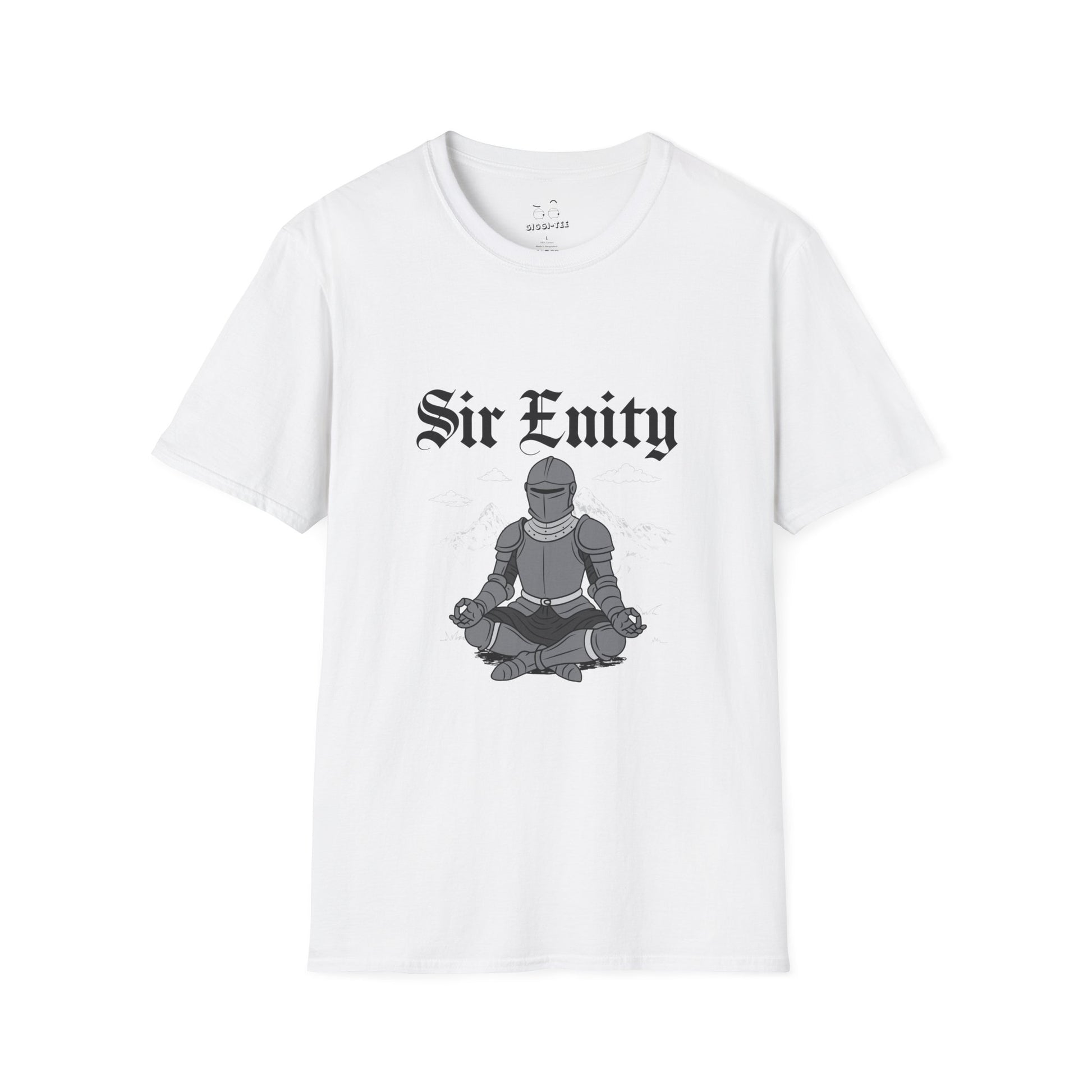 Sir Enity knight meditating in full armor, serene meditation pose symbolizing inner peace and mindfulness