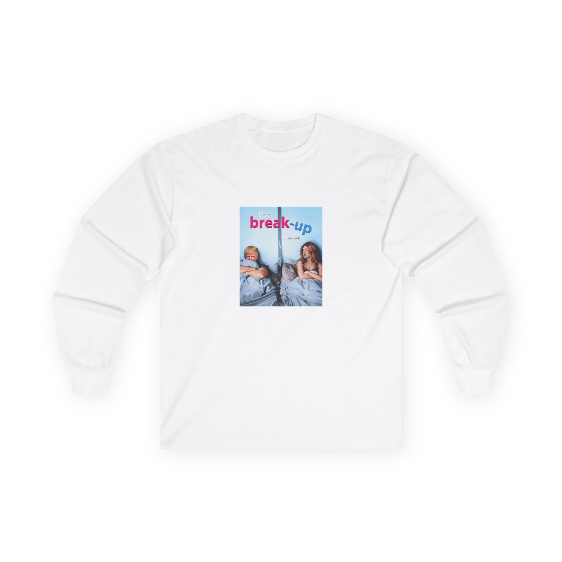 funny political breakup t-shirt with satirical twist, parody of The Break-Up movie poster featuring Donald Trump and Elon Musk
