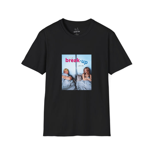 funny political breakup t-shirt with satirical twist, parody of The Break-Up movie poster featuring Donald Trump and Elon Musk