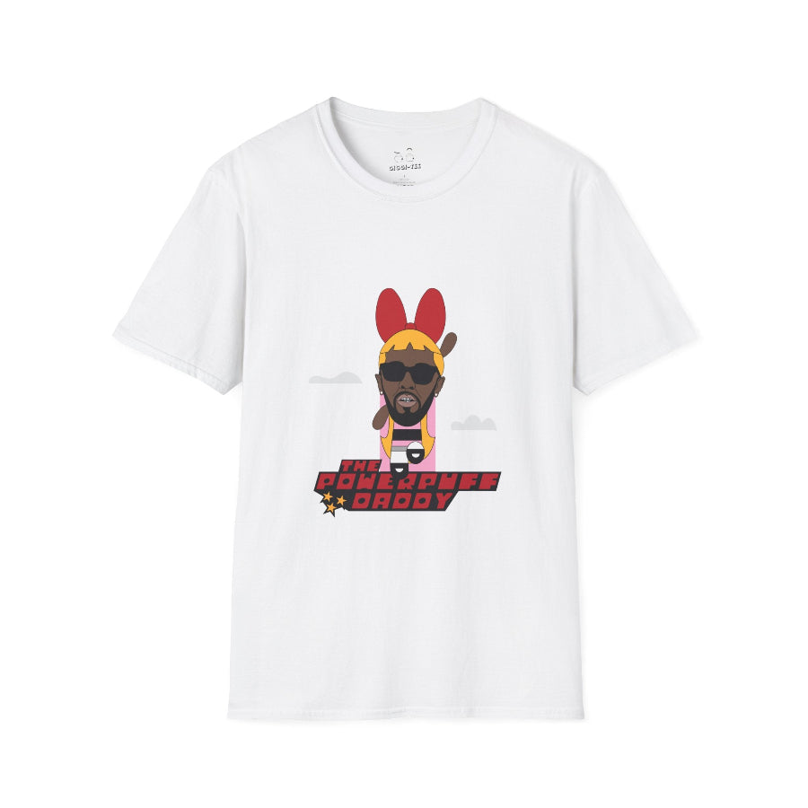 Powerpuff Daddy t-shirt parody of Puff Daddy in Powerpuff Girls style, Blossom edition, funny hip-hop cartoon shirt.