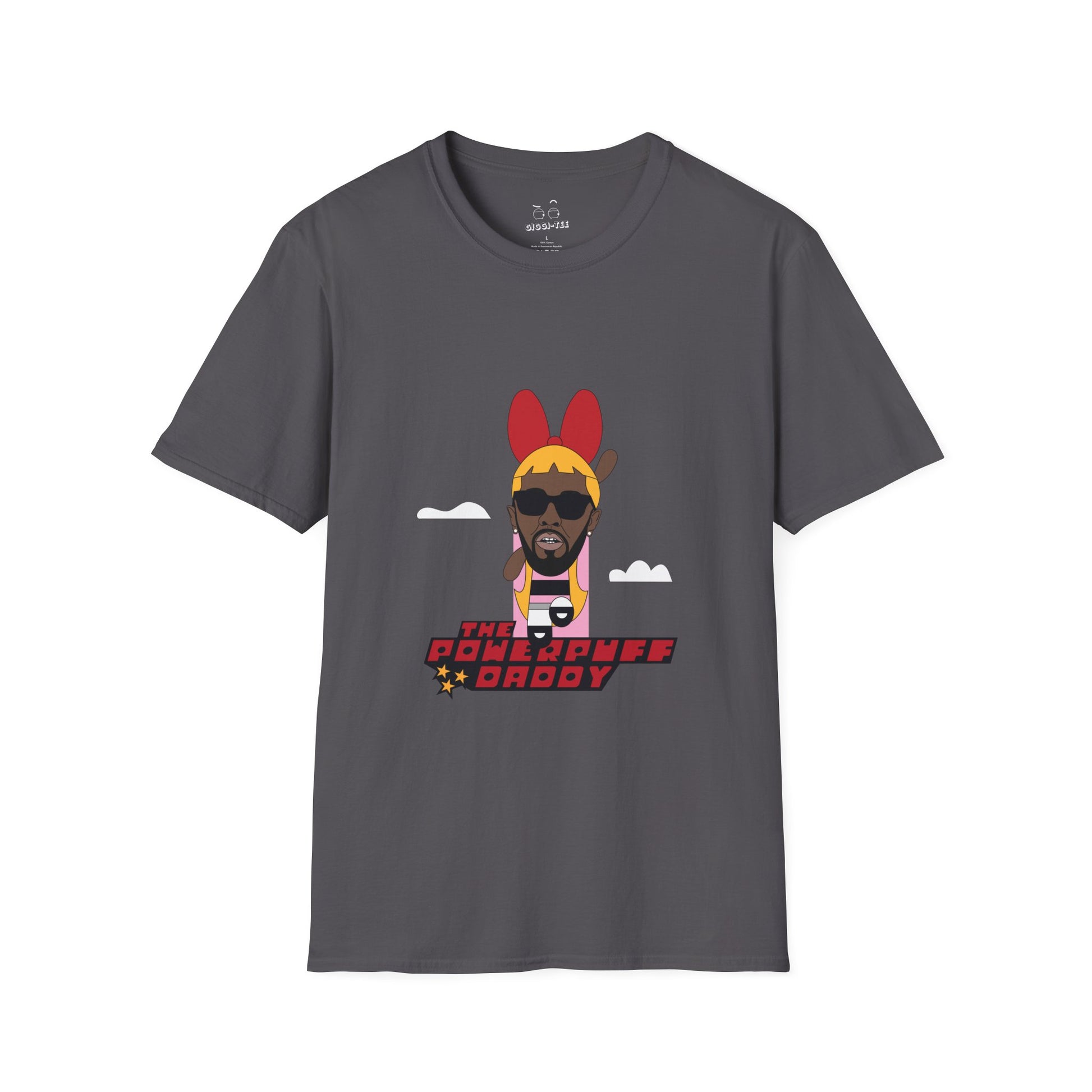 Powerpuff Daddy t-shirt parody of Puff Daddy in Powerpuff Girls style, Blossom edition, funny hip-hop cartoon shirt.