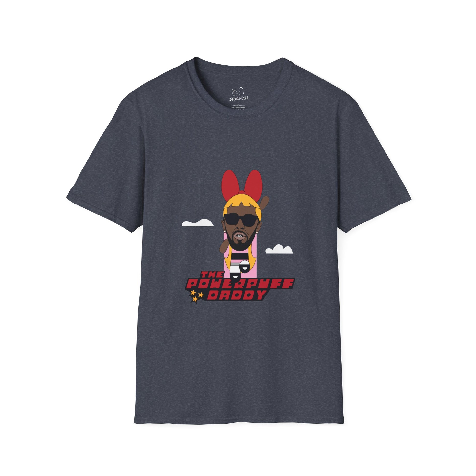 Powerpuff Daddy t-shirt parody of Puff Daddy in Powerpuff Girls style, Blossom edition, funny hip-hop cartoon shirt.