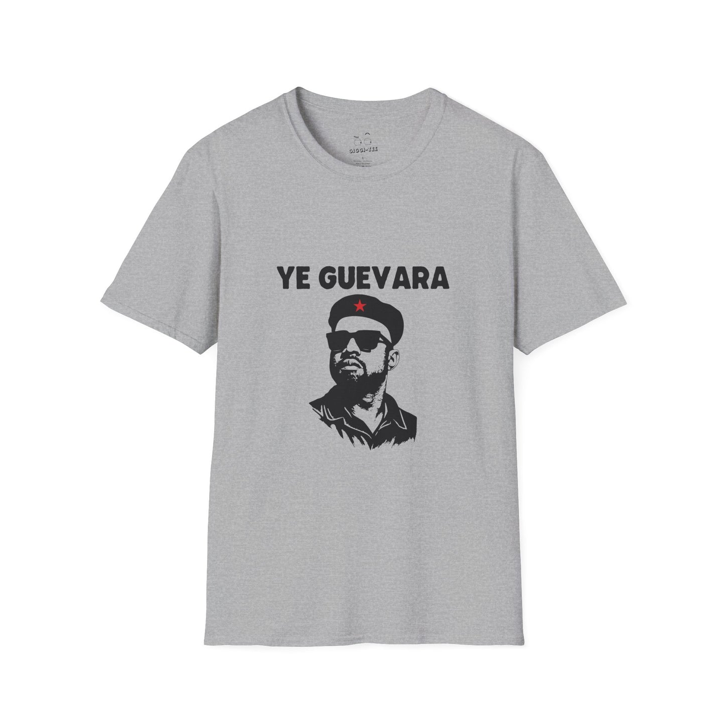 Parody illustration shirt design of Kanye West portrayed in the iconic Che Guevara revolutionary poster style wearing a beret