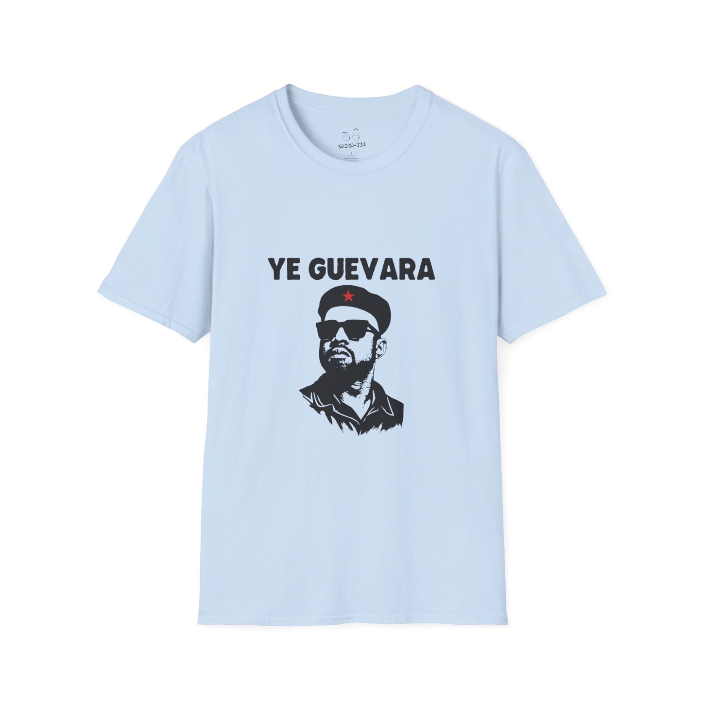 Parody illustration shirt design of Kanye West portrayed in the iconic Che Guevara revolutionary poster style wearing a beret