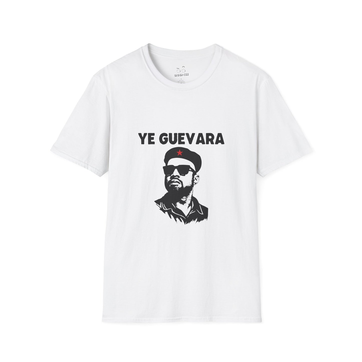 Parody illustration shirt design of Kanye West portrayed in the iconic Che Guevara revolutionary poster style wearing a beret